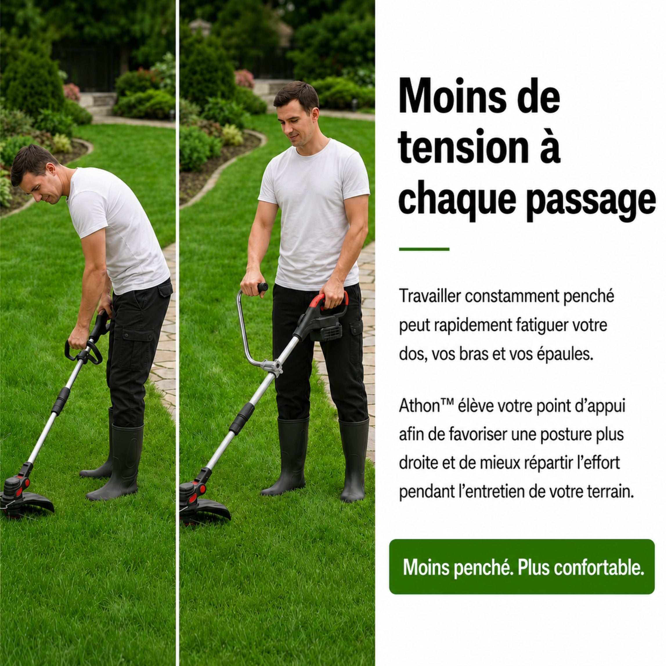 Athon™ – Poignée universelle, confortable et ajustable pour coupe-bordure.