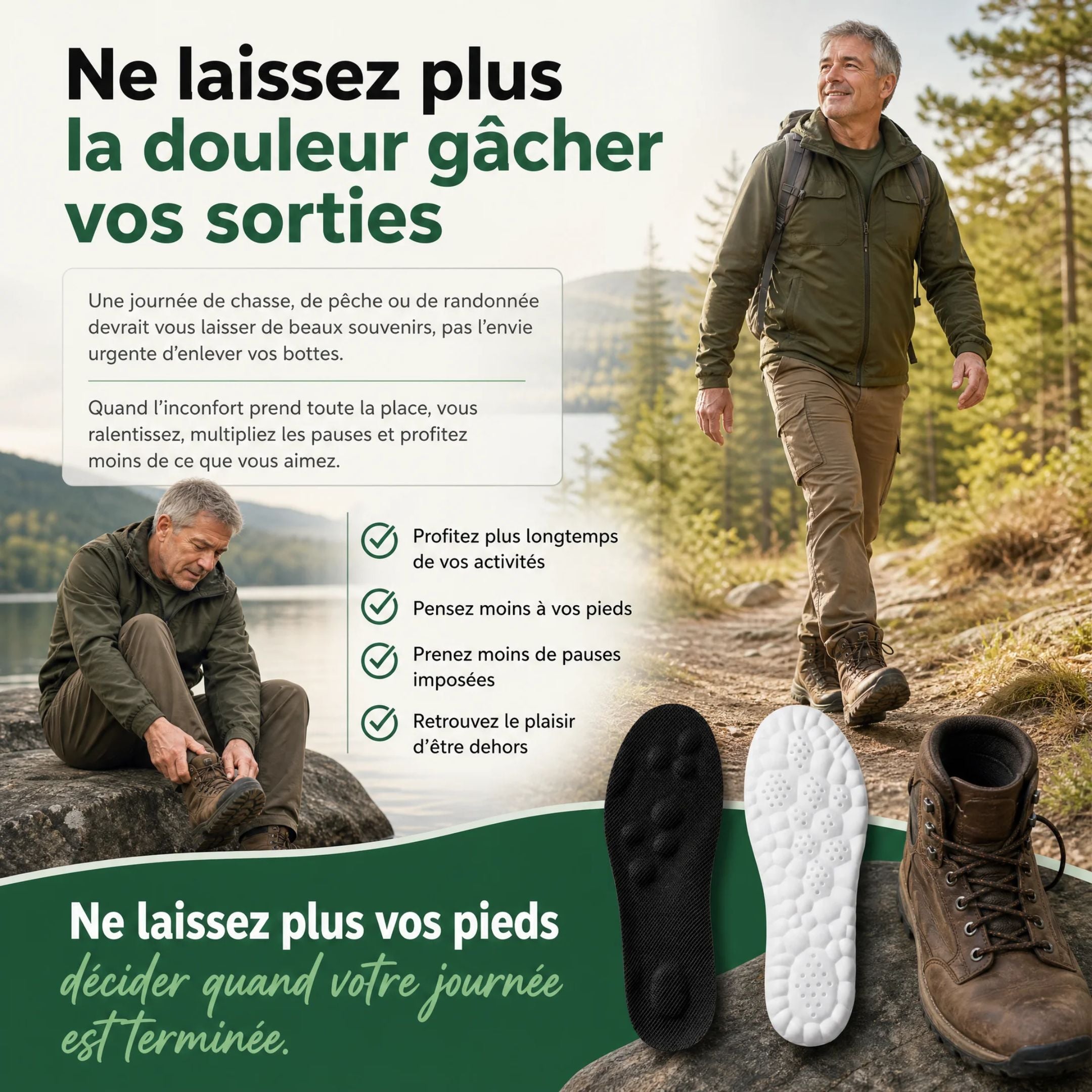 Athon™ – Semelles massantes pour chasse, pêche et randonnée