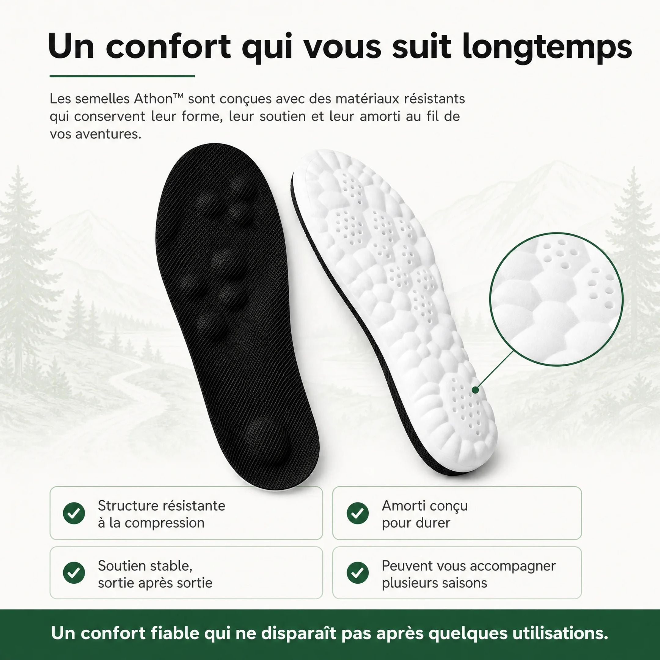 Athon™ – Semelles massantes pour chasse, pêche et randonnée
