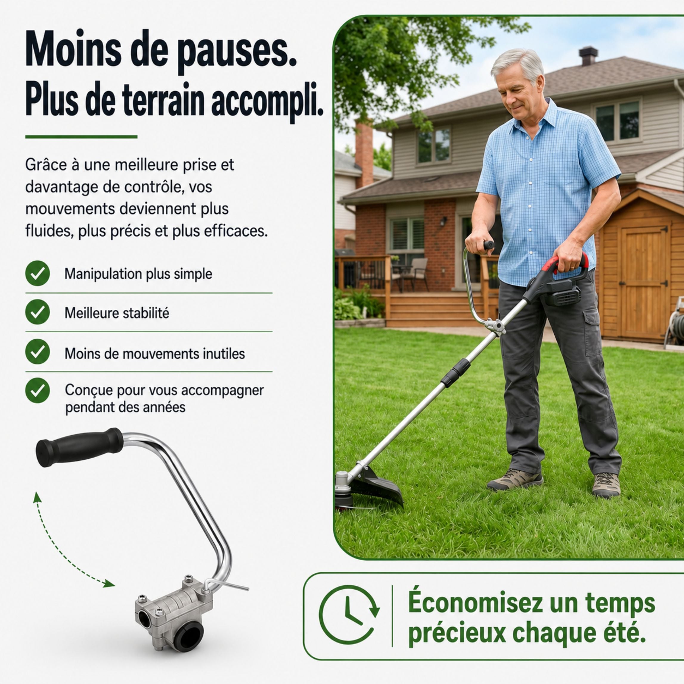 Athon™ – Poignée universelle, confortable et ajustable pour coupe-bordure.
