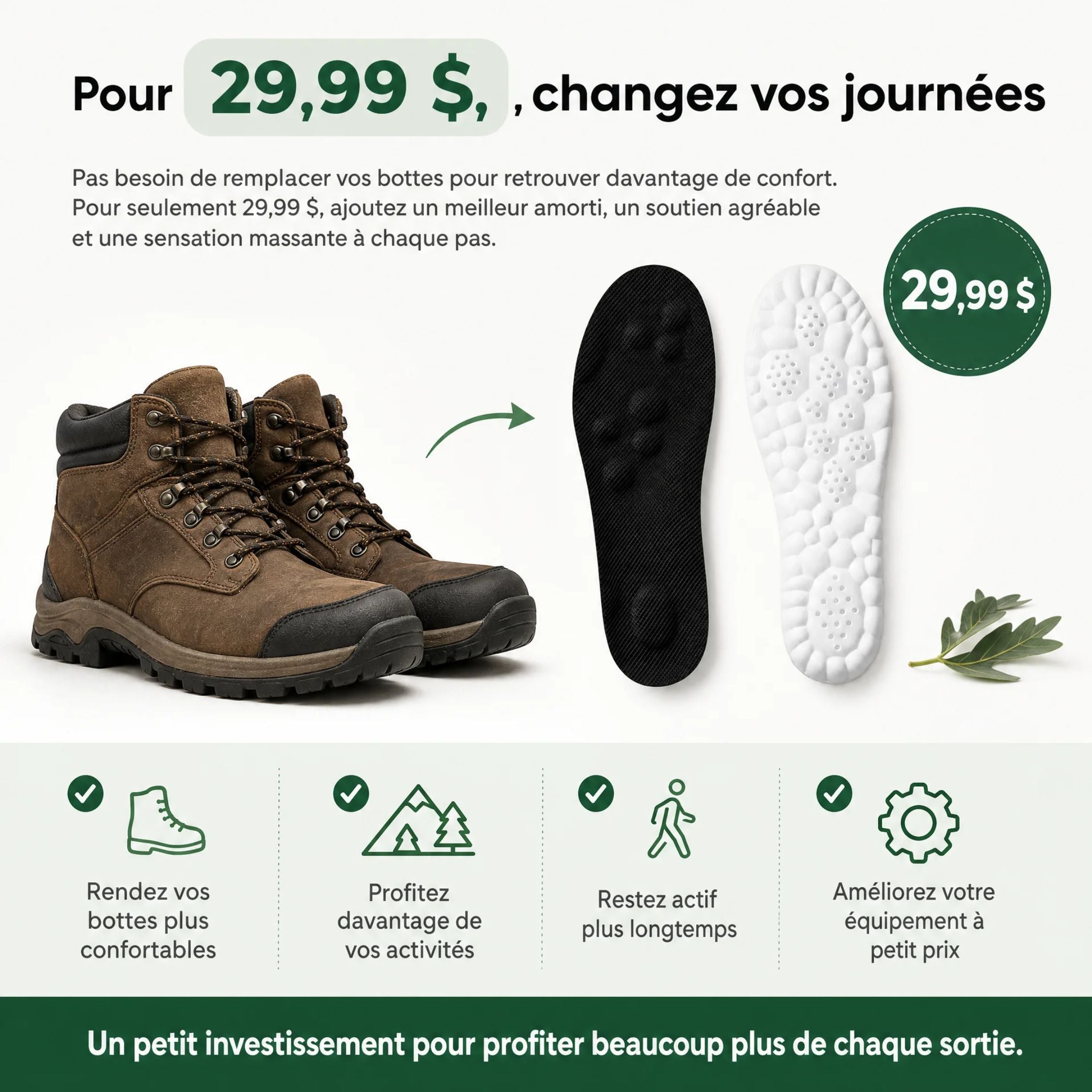 Athon™ – Semelles massantes pour chasse, pêche et randonnée